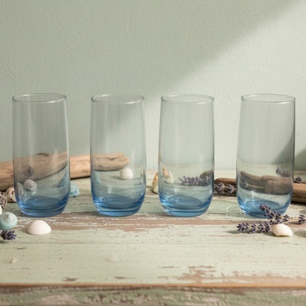 ANCHOR HOCKING Sapphire Blue "Newport" Drinking Glasses Set of 4